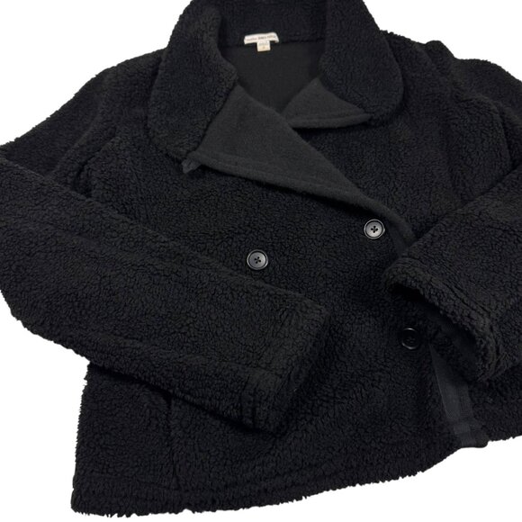 JAMES PERSE Sherpa Jaket Sz 3 Black Double Breasted Mock Neck Grunge Streetwear - Picture 3 of 14